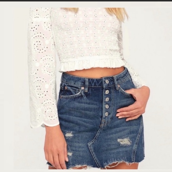 HP💞Free People denim skirt - Picture 1 of 3